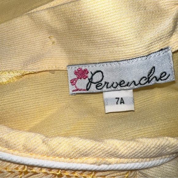 Pervenche Classic Traditional Church Smocked Dress Embroidered Yellow French 7 - Picture 3 of 3